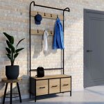 Idmarket vestiaire dentr�e utah avec banc et 3 tiroirs en tissu design industriel