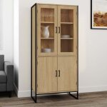 Idmarket vitrine buffet haut h. 176 cm vaisselier detroit 4 portes design industriel