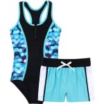 Iefiel deuxs pices maillot de bain fille enfant body de plage sans manches bikini short de bain sport ...