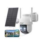 Iegeek camera surveillance exterieur sans fil wifi solaire 2k 360� ptz camera solaire vision nocturne ...