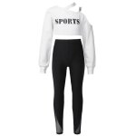 Iixpin enfant fille ensemble de sport manches longues fitness survtement gym yoga 3 - 16 ans blanc