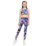 Iixpin enfant fille ensemble de vtement sport sans manches et sportwear 4 - 16 ans violet