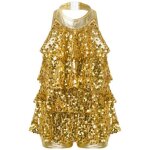 Iixpin enfant fille justaucorps danse paillette sans manches halter neck leotard gym 4 - 16 ans or