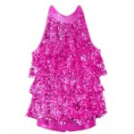 Iixpin enfant fille justaucorps danse paillette sans manches halter neck leotard gym 4 - 16 ans rose