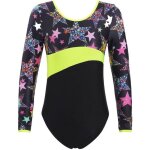 Iixpin enfant fille justaucorps gymnastique imprim etole leotard danse gym manches longues 3 - 16 ans ...