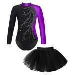 Iixpin enfant fille justaucorps gymnastique strass manches longues leotard gym patinage artistique 5 ...