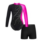 Iixpin enfant fille justaucorps gymnastique strass manches longues leotard gym patinage tenue 5 - 16 ...
