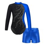 Iixpin enfant fille justaucorps gymnastique strass manches longues leotard gym patinage tenue 5 - 16 ...