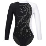Iixpin enfant fille justaucorps gymnastique strass manches longues leotard gym patinage tenue 5 - 16 ...