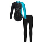 Iixpin enfant fille justaucorps gymnastique strass manche longue mock neck avec legging dancewear 5 - ...