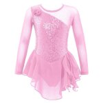 Iixpin enfant fille robe danse paillette justaucorps gymnastique patinage tenue spectacle 3 - 14 ans