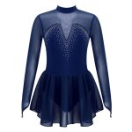 Iixpin enfant fille robe patinage artistique strass brillant bodysuit manche longue leotard gym 5 - 14 ...