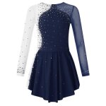 Iixpin enfant fille robe patinage artistique strass manche longue tenue comptition spectacle 5 - 16 ...