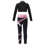 Iixpin ensemble sport fille enfant crop top manches longues legging fitness gym yoga running 5 - 14 ans ...