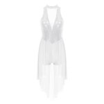 Iixpin femme robe danse latine paillette asymtrique robe danse classique justaucorps spectacle s - xxl ...