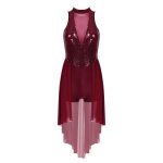 Iixpin femme robe danse latine paillette asymtrique robe danse classique justaucorps spectacle s - xxl ...