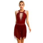Iixpin femme robe patinage artistique strass sans manche bodysuit leotard danse gym spectacle s - xxl ...