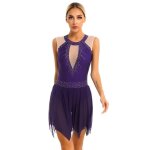 Iixpin femme robe patinage artistique strass sans manche bodysuit leotard danse gym spectacle s - xxl ...