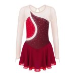 Iixpin justaucorps robe de patinage artistique pour fille enfant strass manches longues 5 - 16 ans