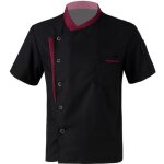 Veste de chef cuisine uniforme iixpin - noir - manches courtes avec poche Veste de chef cuisine uniforme iixpin - noir - manches courtes avec poche