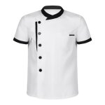 Iixpin veste de chef manches courtes avec poche manteau uniforme homme blouse cuisiner m - 4xl blanc