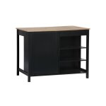 lot central de cuisine molene. plateau en bois dhva. 120x75cm. noir. 5 tagres. 1 porte. 1 tiroir. ...