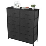 Inilo - meuble rangement commode 8 tiroirs boite tissu 80 cm noir