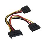 C�ble �lectrique en y sata - inline - 015m - 2x sata m�le - connecteur 15 broches - disques durs / ssd ...