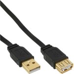 C�ble usb - inline� - rallonge usb 2. 0 - 05m - a m�le / femelle - noir avec contacts or