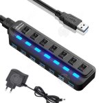 Inn� alimentation usb r�partiteur hub 7 ports usb3. 0 ultra - rapide avec interrupteur interface usb ...
