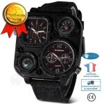 Inn� montre � quartz personnalit� cr�ative des hommes multi - fuseaux horaires sport denim calendrier ...