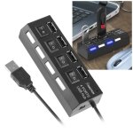Insten� hub multiprise 4 ports usb 2. 0 noir avec interrupteurs marche - arr�t pour transfert de donn�es ...