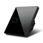 Interrupteur d�clairage double - maclean - mce712b - verre tremp� - noir - �clairage tactile