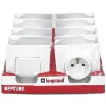 Interrupteurs et prises de courant - legrand - neptune - lot de 2 interrupteurs - 8 prises - blanc