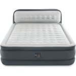 Matelas gonflable - intex - ultra plush headboard - 152x203 cm - pompe �lectrique - gris