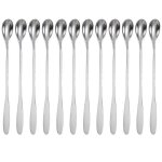 Intirilife set de 12 cuill�res longues en acier inoxydable - longueur 18. 9 cm - pour latte macchiato ...