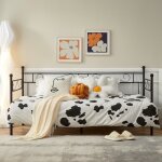 Ipotius lit adulte 90 x 190 cm en m�tal - noir - sommier inclus