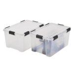 Iris ohyama lot de 2 bo�tes de rangement herm�tique plastique 50l transparent wb - 50