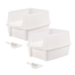 Iris ohyama lot de 2 bac � liti�re avec c�t�s hauts pour chat clh - 12 blanc