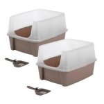 Iris ohyama lot de 2 bac � liti�re avec c�t�s hauts pour chat clh - 12 taupe