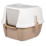 Iris ohyama bac � liti�re jumbo � capuchon ferm�e pour chat cat litter box clh - 17j blanc / beige
