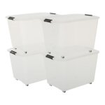 Iris ohyama bo�tes de rangement plastique sur roulette 60l lot de 4 transparent tbr - 60