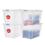Iris ohyama boitess de rangement plastique avec couvercle 60l lot de 4 argent ntb - 60