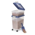 Iris ohyama bo�te � croquette plastique herm�tique pour animaux avec roues pelle couvercle � rabat 35l. ...