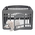 Iris ohyama parc pour chien int�rieur ext�rieur avec 4 panneaux & porte verrouillable h60cm gris eco ...