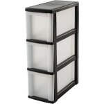 Iris ohyama tour de rangement plastique 3 tiroirs etroits noir nsc - 203