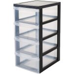 Iris ohyama tour de rangement plastique sur roulettes a4 4 tiroirs moyen noir dc - 004