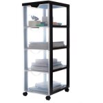 Iris ohyama tour de rangement organisateur plastique 4 grands tiroirs noir dddc - 304