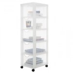 Iris ohyama tour de rangement � roulettes en plastique 5 grands tiroirs blanc dddc - 305