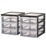 Iris ohyama tour de rangement plastique bureau a5 3 petits tiroirs lot de 2 noir dc - a5